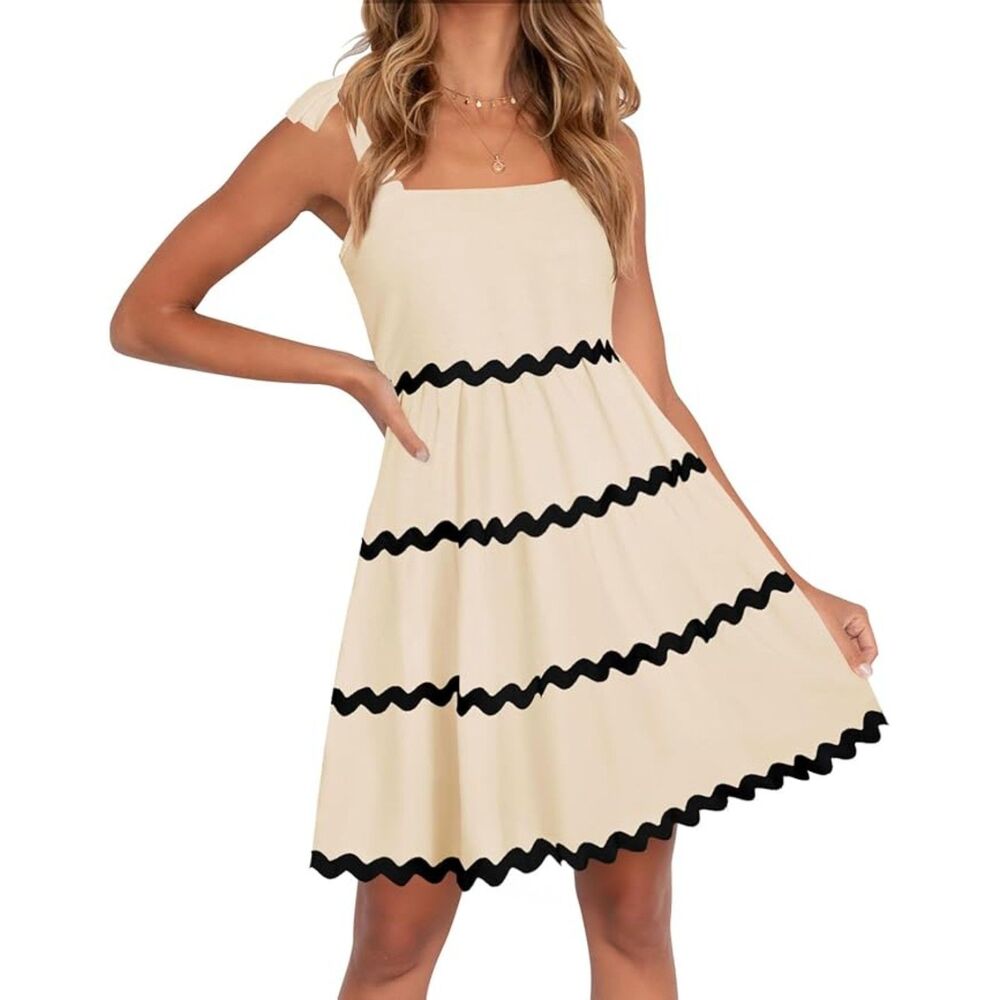 Summer Swing Mini Dress Apricot, Medium, 7B-194D008